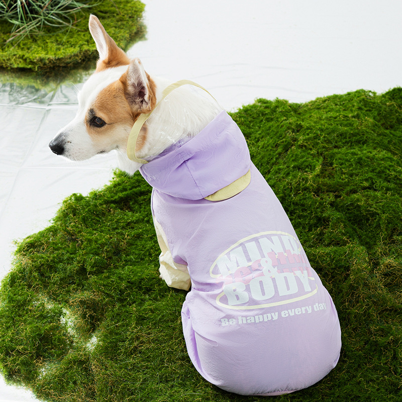 Pequeño pensador corgi chaqueta de lluvia perro pequeño y mediano salchicha perro cuatro patas todo incluido chaqueta de lluvia perro día lluvioso ropa de mascotas