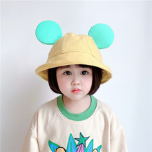 儿童帽子韩版可爱米老鼠大耳朵渔夫帽宝宝春夏季超萌百搭遮阳盆帽