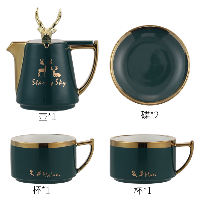 Tetera traje hogar alce taza de té juego de té de cerámica tetera de flores pareja juego de agua traje tarde taza de té taza de café