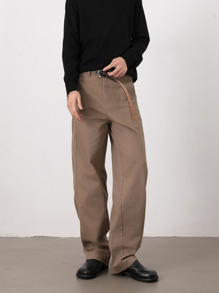Quần jeans nam ống đứng dáng rộng phong cách Mỹ retro cơ bản — Màu be, Màu kaki, Màu nâu cà phê, màu đen