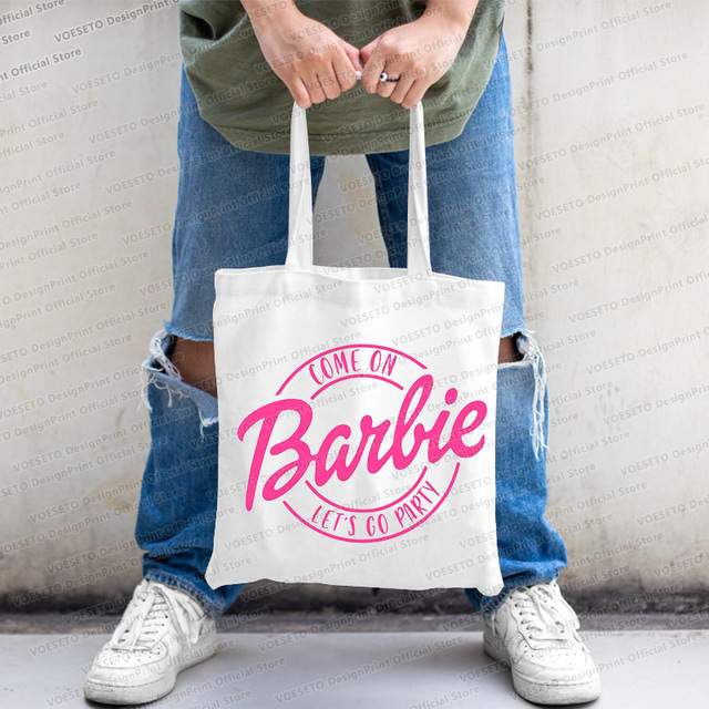 Barbie impreso bolsa de lona bolsa de hombro plegable bolsa estudiante bolso de moda bolso de compras transfronterizo comercio exterior