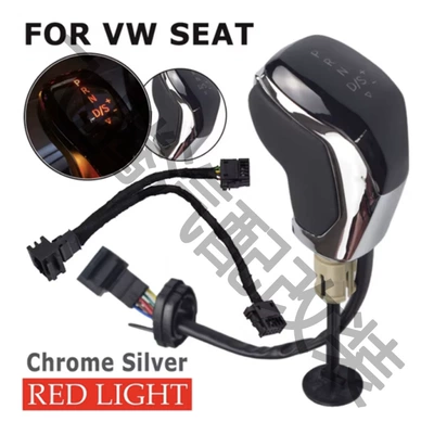 Sürətlər qutusu və əl tormozu başlıqları – head - silver-electroplated-glossy-leather-without-holes-red-light