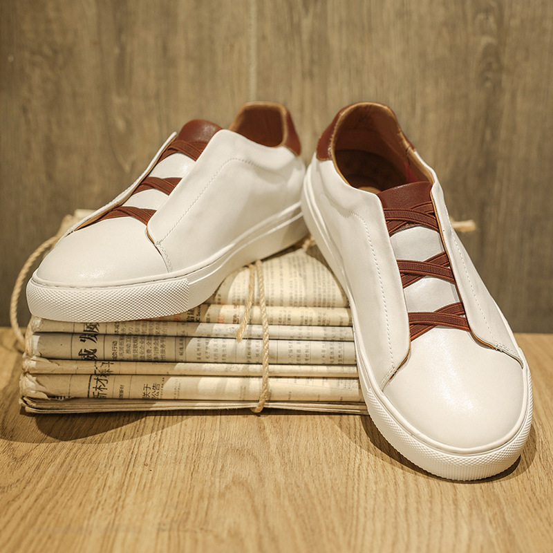 板鞋男2024春季新款百搭小白鞋男真皮一腳蹬平底防滑運動休閒男鞋