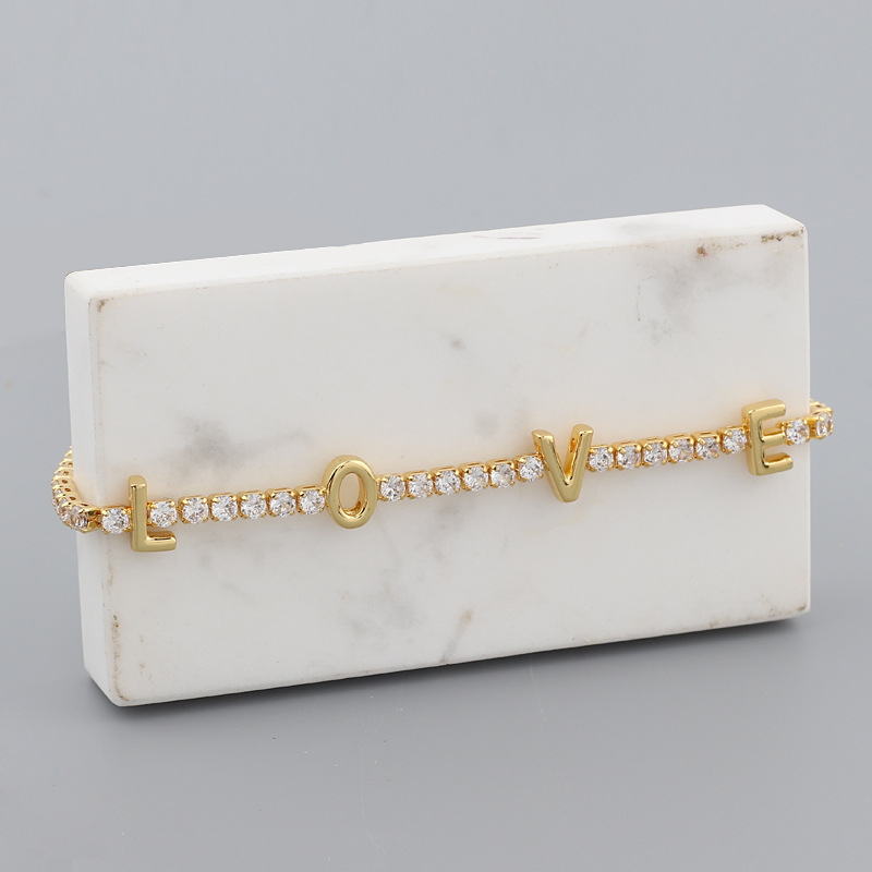 Einfacher Stil Brief Kupfer Inlay Zirkon Halskette display picture 5