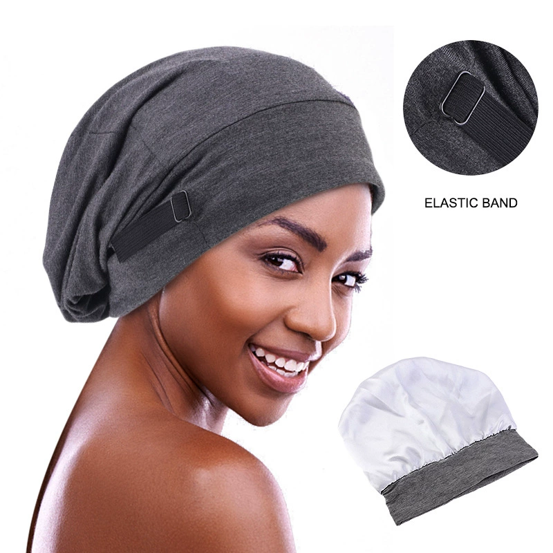 Невидимая Регулируемая пряжка из модала хлопковая атласная подкладка Ночная шапочка однотонный пуловер шапка для химиотерапии эластичная шапка для платка