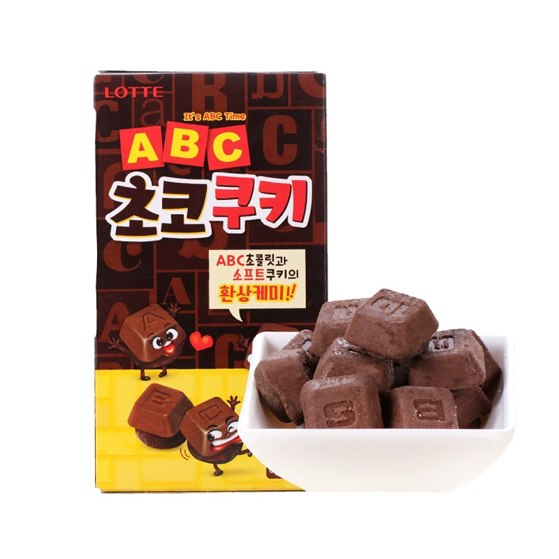 Печенье (Lotte) ABC буквы шоколадное — шоколадный вкус, 43 г или 50 г, импорт из Южной Кореи