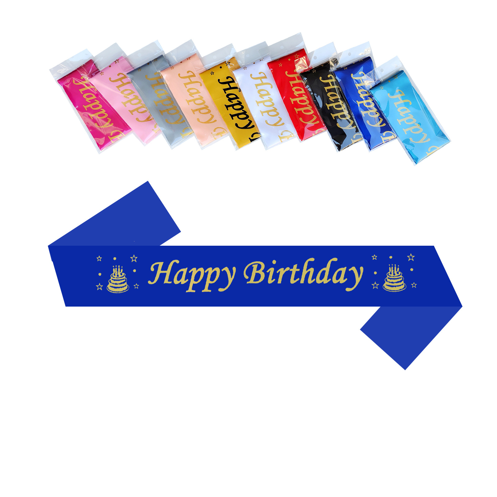 Feliz cumpleaños impresión de serigrafía inglesa correa de hombro para fotos accesorios suministros de fiesta transfronterizos varios estilos de venta transfronterizas