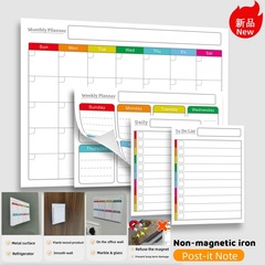 新品跨境非磁性便利贴周月日历计划表家务冰箱贴日常记事白板贴