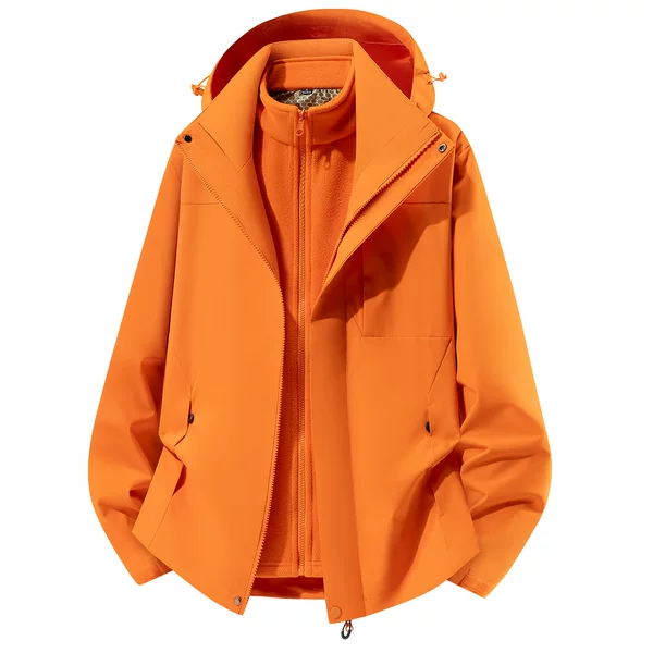 Autumn and winter unisex warm thickened windbreaker, three-in-one detachable windbreaker for women, outdoor sports ski jacket for men