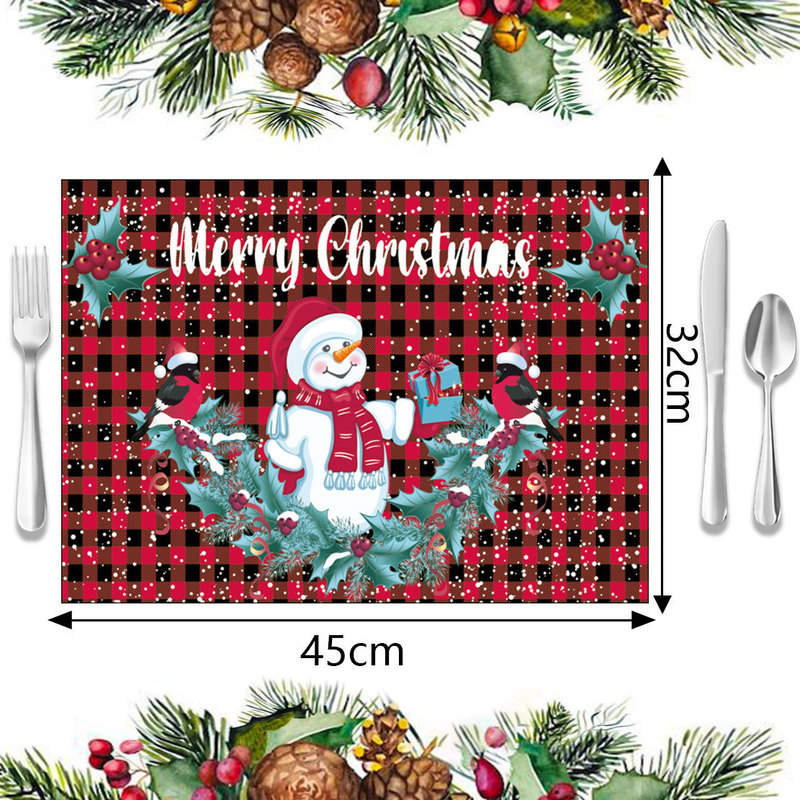 売れ筋のクロスボーダークリスマスデコレーションプレースマット、新しいホリデー食器断熱マット、リネン防汚洋食プレースマット|undefined