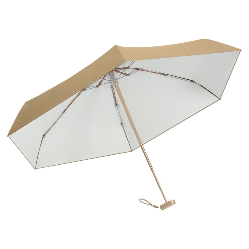 Seis veces mini paraguas de Sol de pegamento de oro nuevo creativo súper plano pequeño paraguas de oro pegamento de oro paraguas de protección solar paraguas de bolsillo