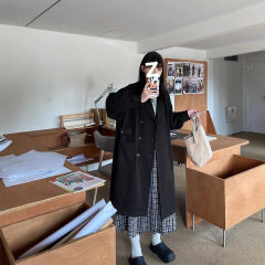 双排扣西装领大衣女2025年秋冬新款高级感显瘦小个子毛呢外套