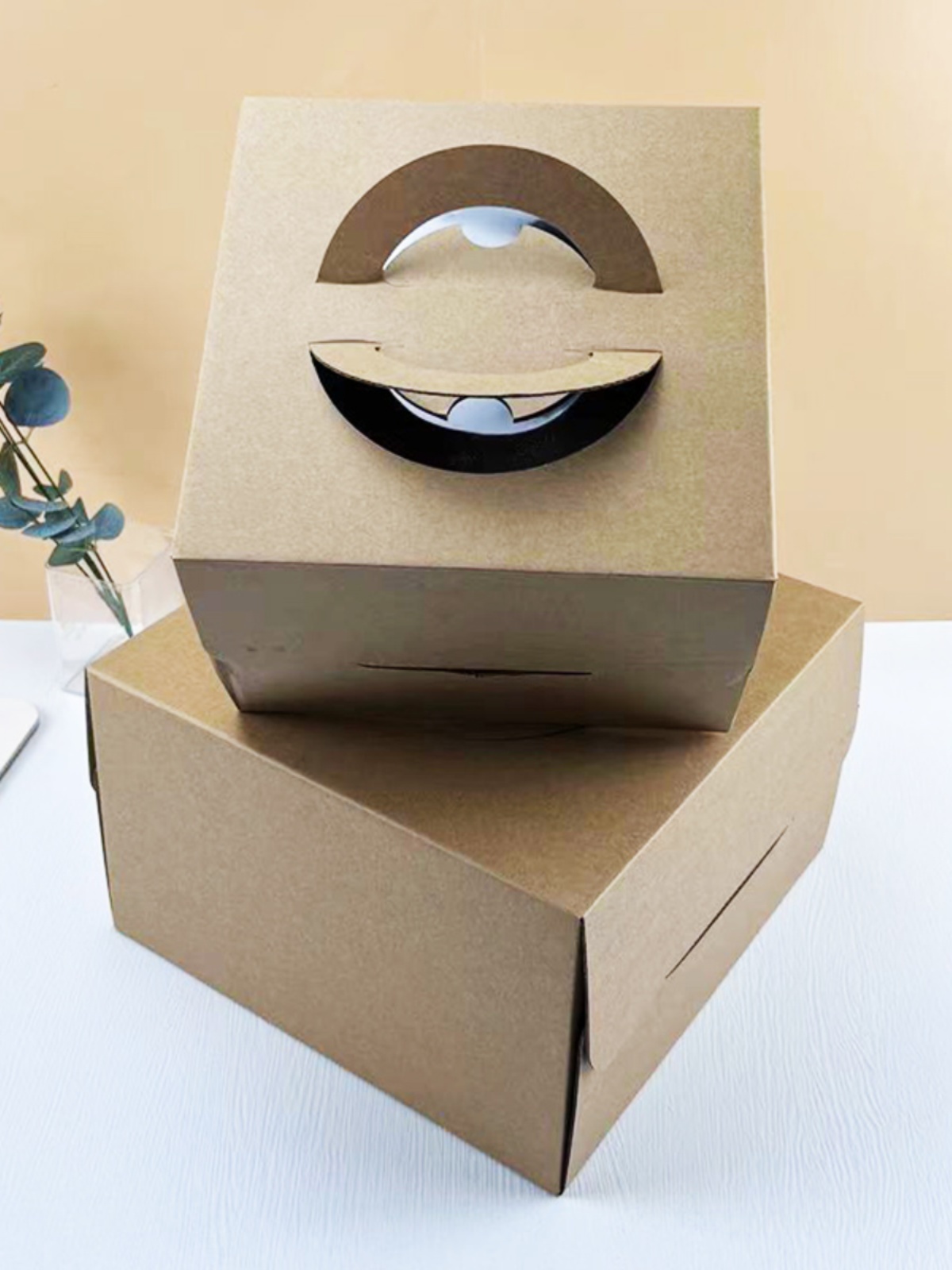 4 pulgadas 6 pulgadas 8 pulgadas 10 pulgadas 12 pulgadas más espacio en blanco de piel de vaca portátil caja de pastel de cumpleaños impresión personalizada