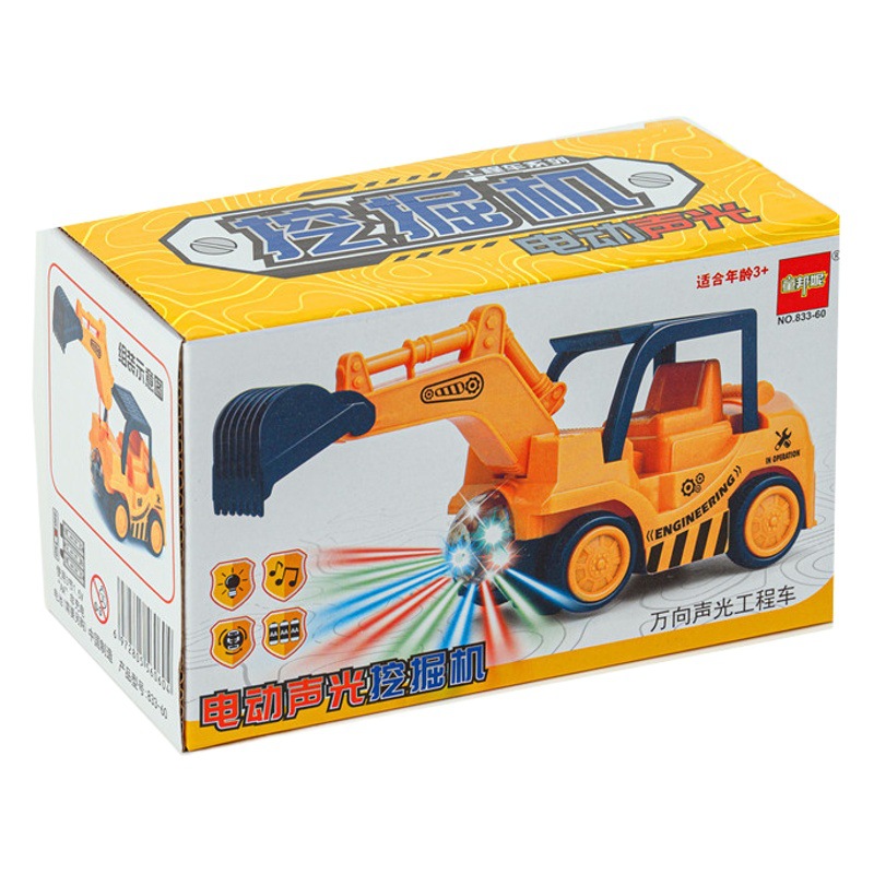 Coche de ingeniería universal eléctrico juguete 3D iluminación música simulación coche juguete educativo para niños puesto en el mercado nocturno