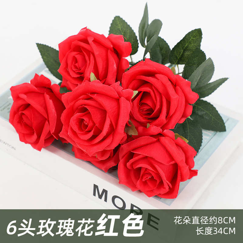 6 cabezas de rosas rojas