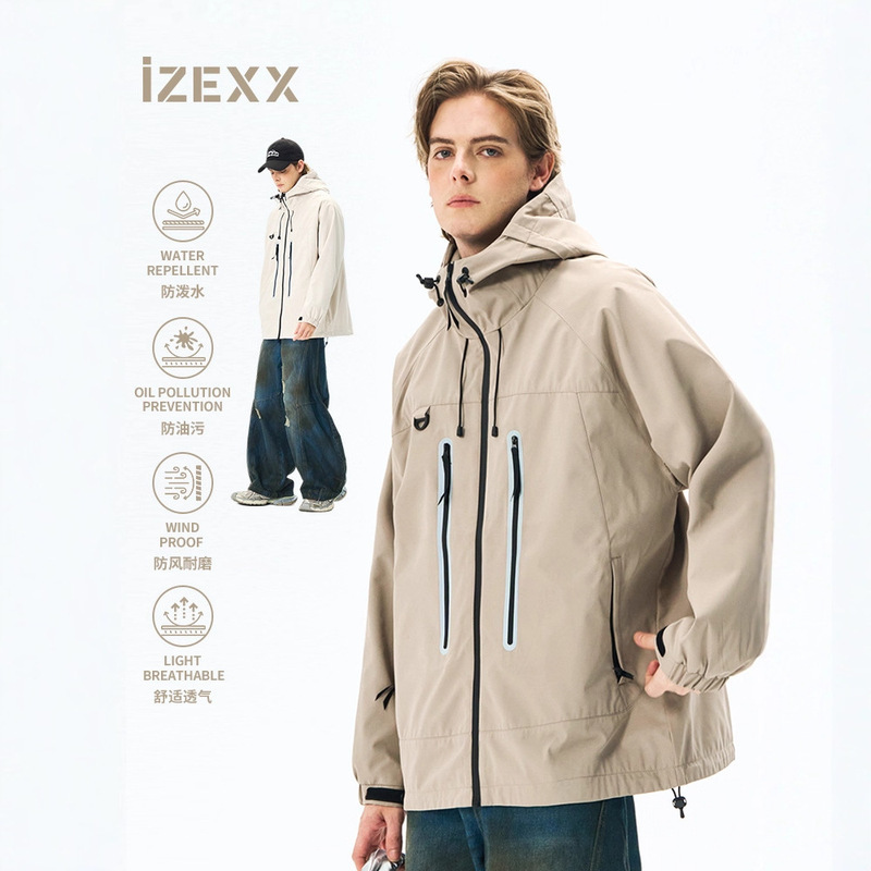 IZEXX Tide Brand Mountain Outdoor Reflective Hooded Jacket Jacket Men's Hiking Camping Jacket Mountaineering Suit Couple IZEXX Tide Brand Mountain Outdoor Reflective Hooded Jacket Jacket Men's Hiking Camping Jacket Mountaineering Suit Couple