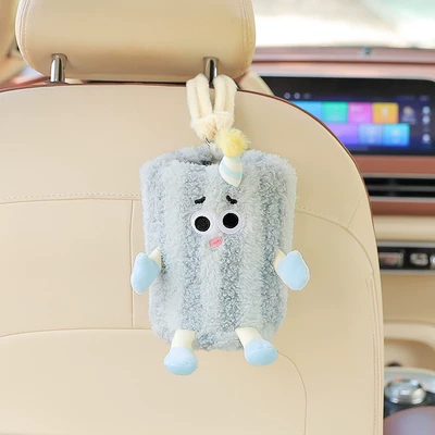 Cute Decoration Supplies In-car — Car tissue box/set - blue-striped-monster-trash-can