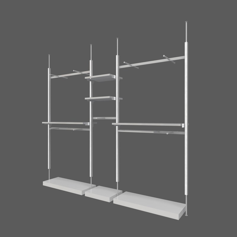 Estante de exhibición especial para tienda de ropa de pared superior, estante de exhibición colgante con columna de luz, estante de exhibición de tienda de ropa de hombre