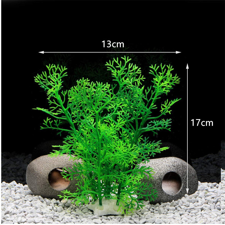 Simulación de acuario plantas acuáticas artificiales simulación de tanque de peces de colores plástico con trompeta flor Paquete de combinación de plantas acuáticas