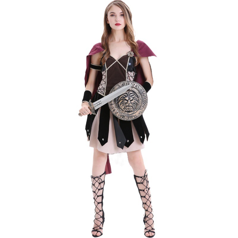 M-XL traje de Halloween medieval antigua Roma Sparta mujer Guerrero Cosplay diosa griega ropa del funcionamiento image 1