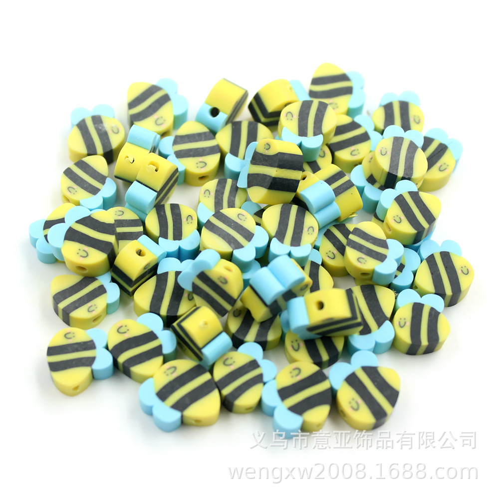 Cuentas de cerámica suave DIY, caras sonrientes, sueltas para pulseras y collares