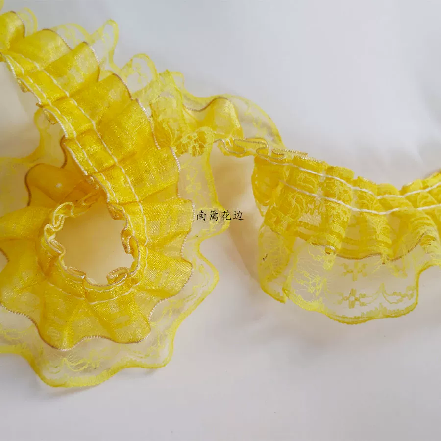 Dual‑layer ruffled lace trim, 4.5 cm wide, decorative sewing ribbon