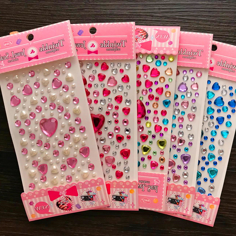 children‘s gem stickers crystal diamond cartoon stickers girls‘ educational stationery shiny princess reward stickers dress-up