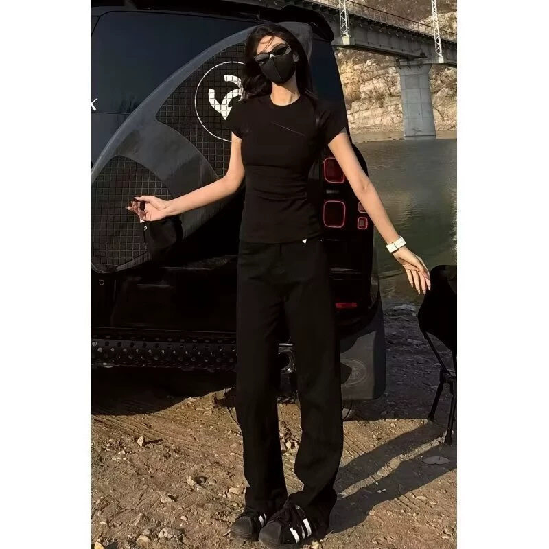 Women's Pants 2023 Summer Thin Korean Style Trendy Flared Loose Denim Wide-Leg Casual Long Pants