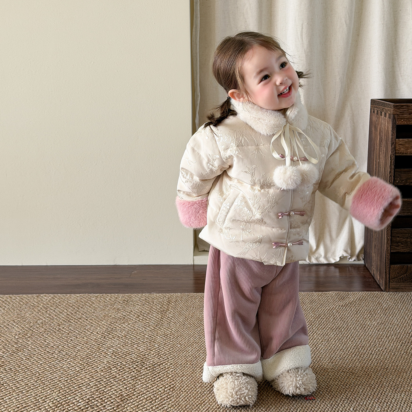 Sugar Pear ropa infantil de niña nueva ropa de invierno china ropa de niños gruesa ropa de bebé pantalones de abrigo