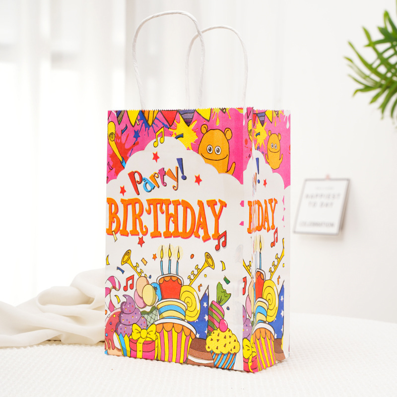 Bolsas de papel kraft en stock Bolsas de papel de cumpleaños felices en inglés Bolsas de regalo de cumpleaños image 8
