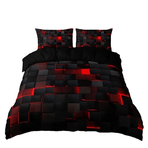 Abstract Grid Series Digital Print Bedding Set Soft Down Comforter Cover for Bedroom Guest Room