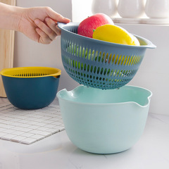 Japanese double-layer draining basket vegetable basin living room fruit plate home small plastic vegetable basket