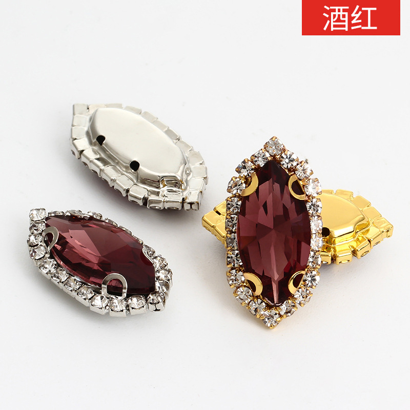 Ojo de caballo, borde, garras, taladro perforado, taladro cosido a mano, soporte inferior grueso, tocado, equipaje, accesorios de ropa, hebilla de cristal de ojo de caballo