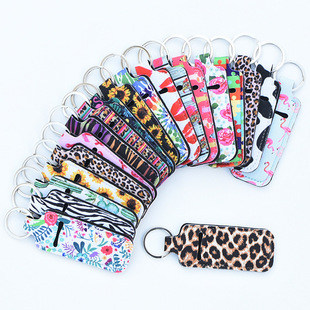 Amazon Temu Lipstick Bag Diving Material Keychain Lipstick Set Multi-Color Leopard Print Women's Bag Accessories in Stock