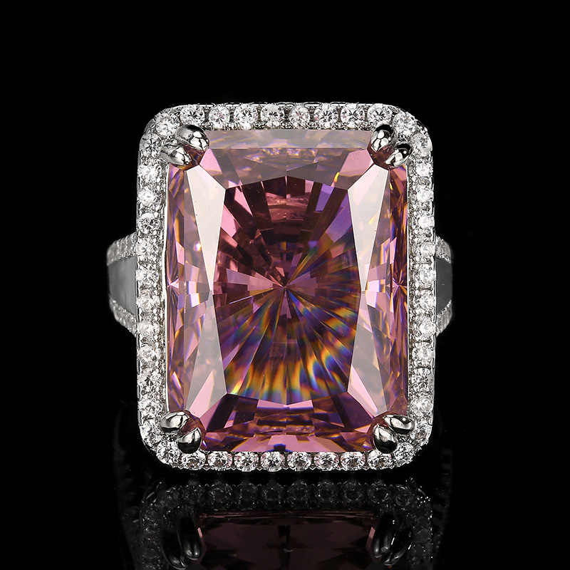 Elegant Radiant Cut Diamond Ring Gold Plated Jewelry Piece_voghion.com