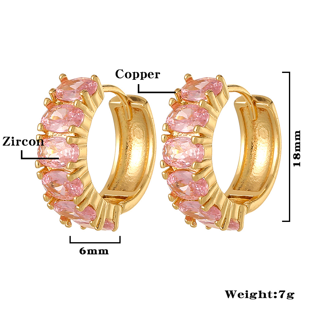 Luxurious Geometric Copper Zircon Gold Plated Hoop Earrings display picture 1