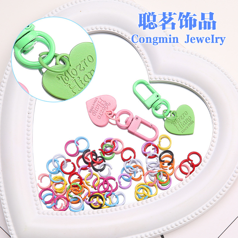 Handmade DIY Jewelry Accessories 8mm Colorfulful Metal Paint Single Ring Connecting Ring with Handmade Hanging Ring Open Book Ring