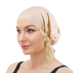 Europe and the United States popular imitation silk nightcap silk satin home cap triangle cap moon cap pregnant women's birth cap