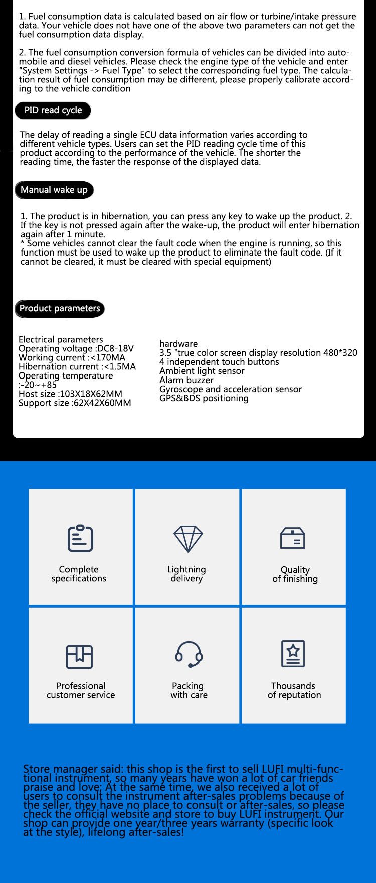 Three-generation LUFI XS car modified instrument OBD2 GPS multi-function LCD meter turbine speed G value gyro
