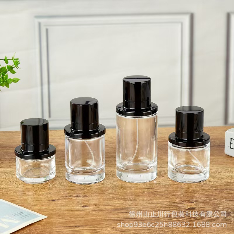 30ml/50ml/100ml透明玻璃瓶磁吸盖圆柱香水瓶卡口化妆品分装瓶