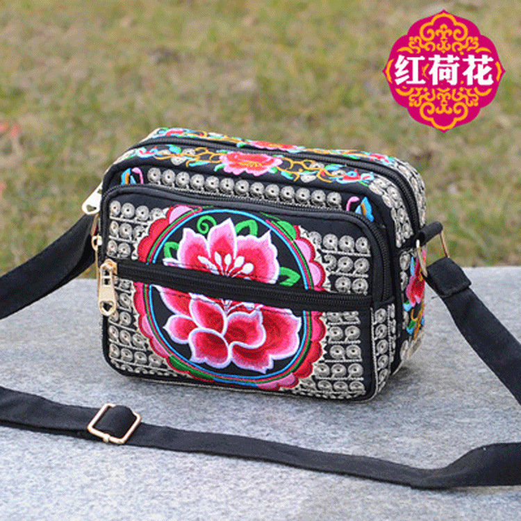 Directo de fábrica Nueva Yunnan estilo étnico bordado bolsa de mensajero de las mujeres bolsa pequeña bolsa ligera simple retro bolsa casual