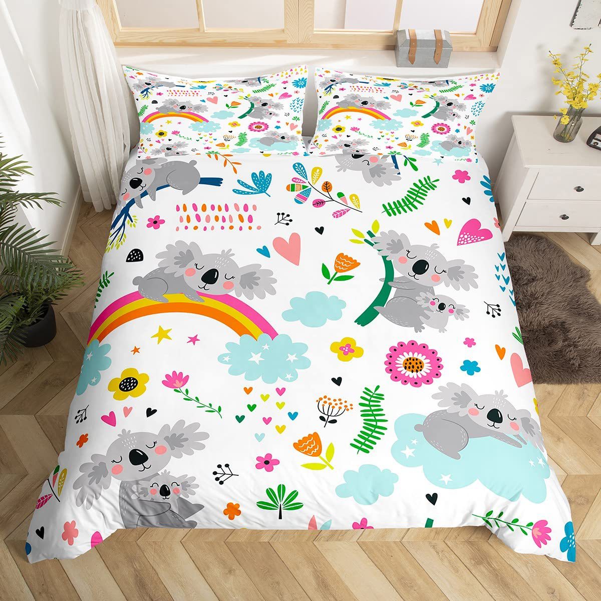 Cute koala pattern three-piece 3D digital printing bedding suit custom bed cover Amazon wholesale