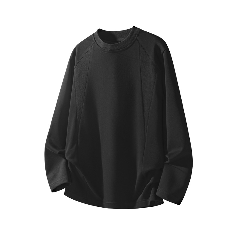 American Style Heavyweight Cotton Cleanfit Long Sleeve T-Shirt For Men, Spring And Autumn, Ribbed Design, Oversized_voghion.com