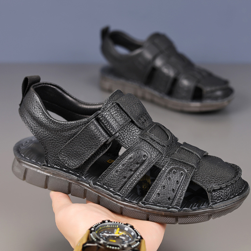 Verano de cuero de vaca para hombres sandalias de cuero transpirables zapatos de playa casuales para hombres zapatos de cuero para hombres