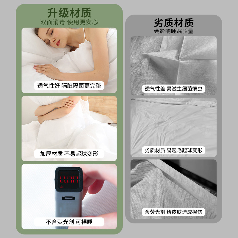 旅行用使い捨てシーツシーツ枕カバー寝袋寝具二人四点セット観光ホテル出張携帯