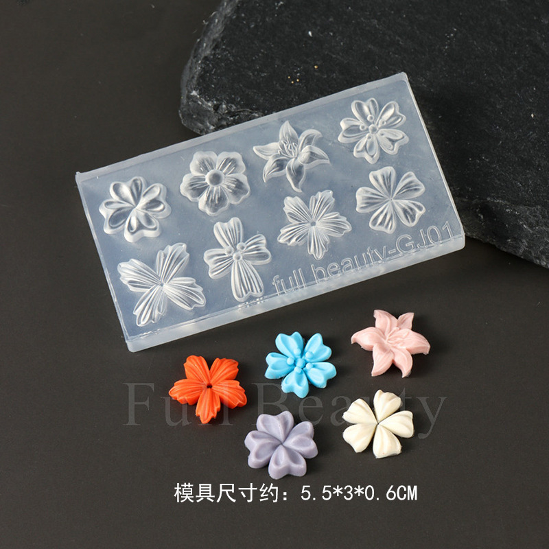 新しいネイルアートシリコーン型立体彫刻五弁花ユリの花自家製 DIY ネイルジュエリー型|undefined