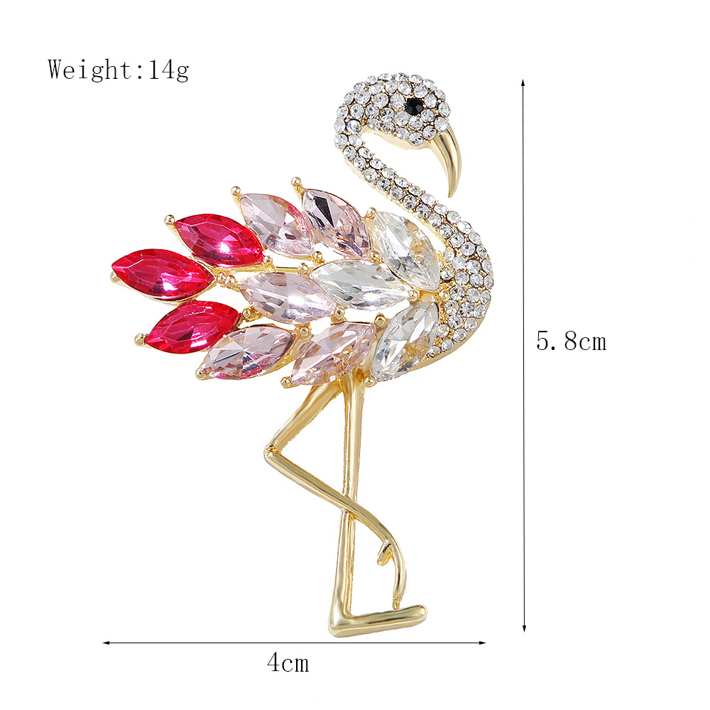 Brooches Classification Cute Pin Flamingo Zinc Alloy Inlay Crystal Unisex Brooches