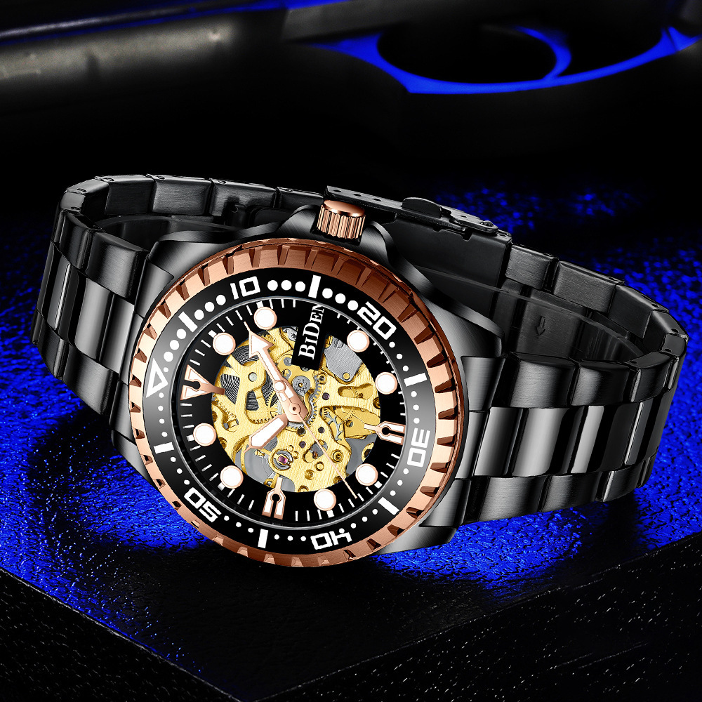 BIDEN reloj mecánico automático de negocios de los hombres reloj de moda ahueca hacia fuera el comercio exterior caliente-venta BIDEN reloj impermeable