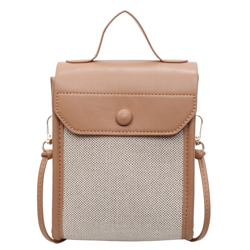 Bolso de teléfono móvil de moda coreana 2025 nuevo bolso retro Maillard bandolera casual contraste color bandolera mujer
