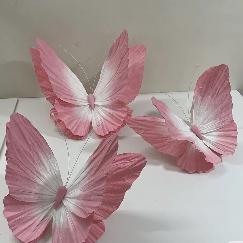 大型蝴蝶仿真纸艺花室内活动布置皱纹纸婚庆摄影装饰|undefined